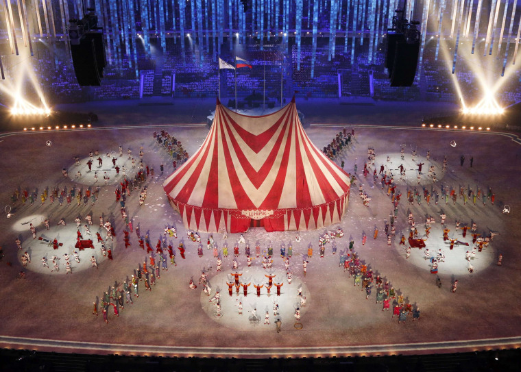 Image: Performers take part in the show during the closing ceremony for the 2014 Sochi Winter Olympics