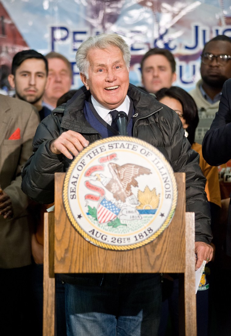Image: Chicago Governor Pat Quinn &amp; Martin Sheen Attend Rally To Raise State Minimum Wage