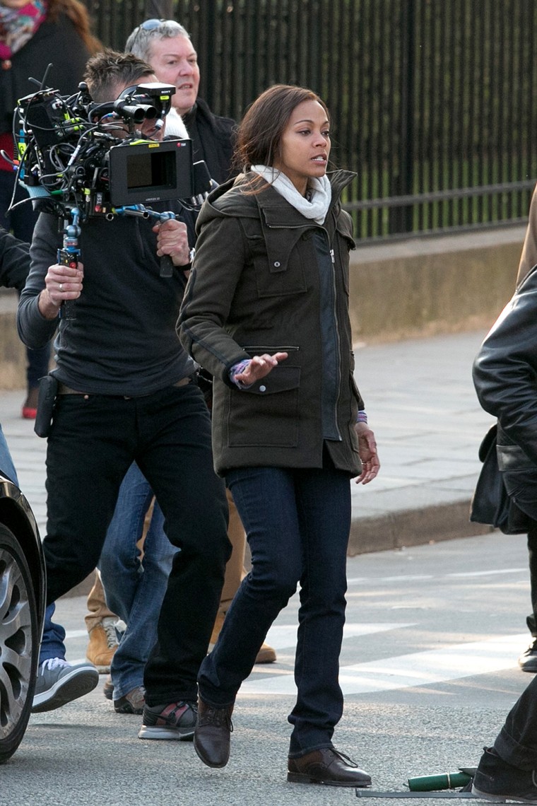 Image: Zoe Saldana On The Set Of 'Rosemary's Baby' In Paris