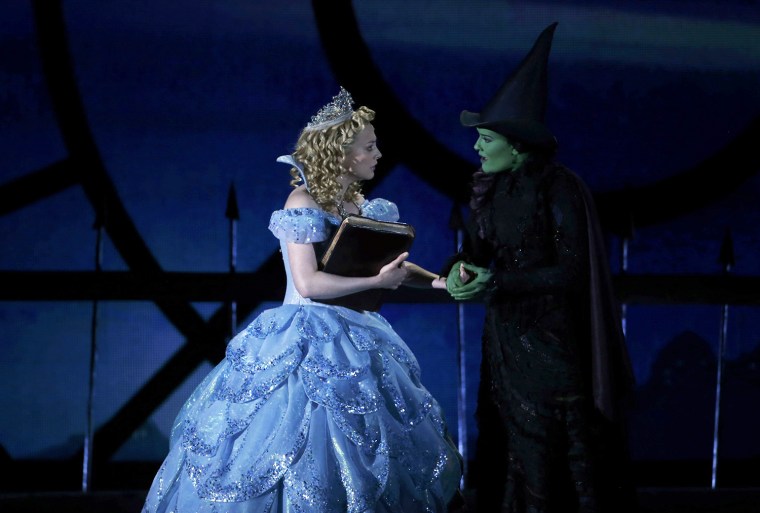 Image: Jennie Barber and Christine Dwyer perform a scene from \"Wicked\" during the American Theatre Wing's 68th annual Tony Awards at Radio City Music Hall in New York