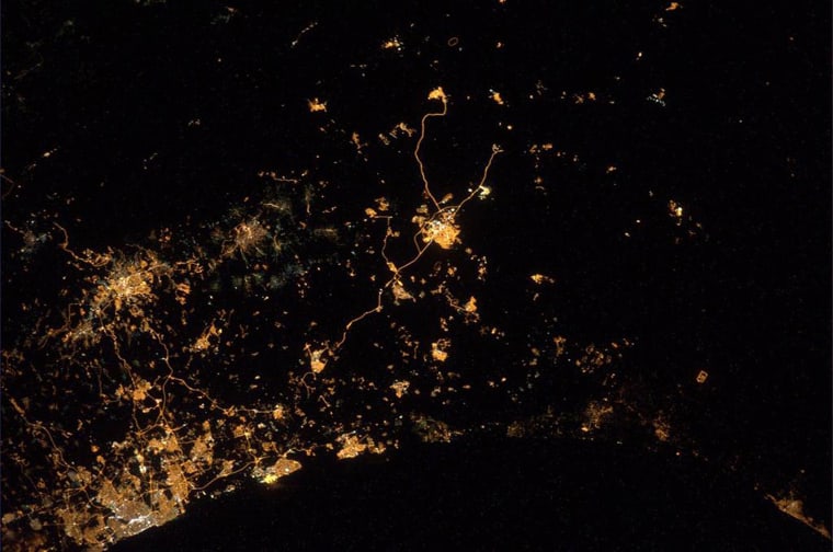 German astronaut Alexander Gerst posted this image on July 23  on Twitter of Gaza and Israel as seen from the International Space Station, saying \"My saddest photo yet. From #ISS we can actually see explosions and rockets flying over #Gaza &amp; #Israel.\"