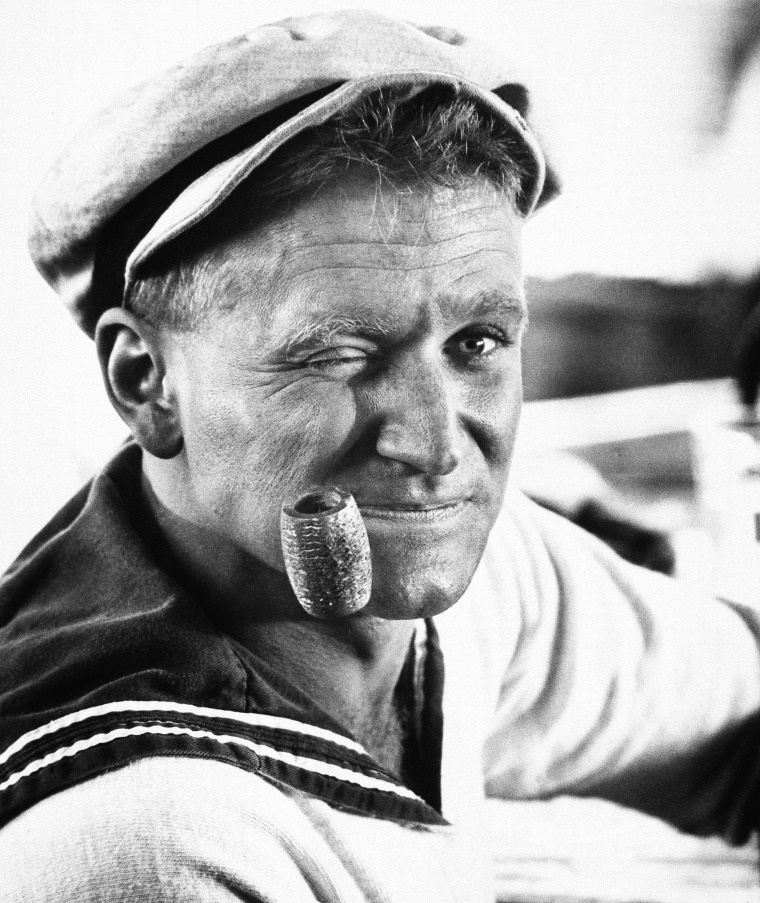 Actor Robin Williams, shown in character as Popeye, Dec., 1980. (AP Photo/Paramount Pictures) ** NO SALES **