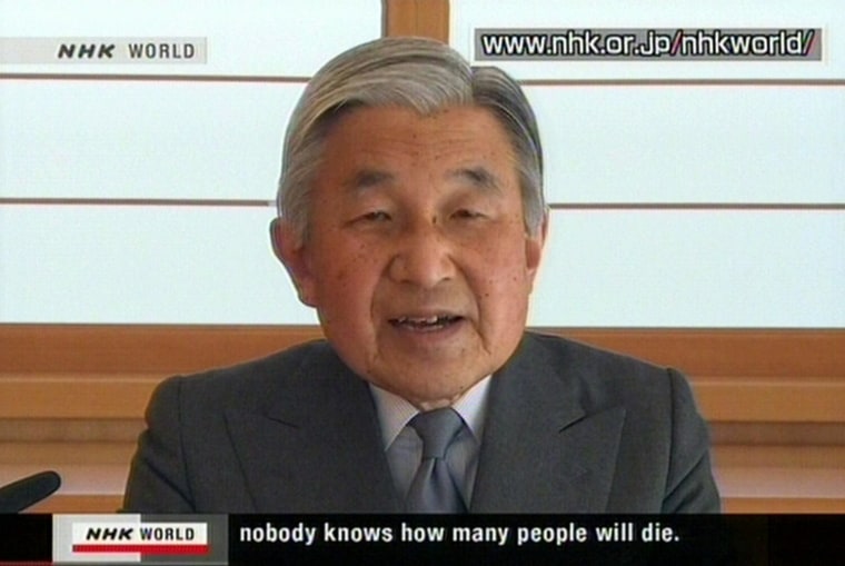 Image: Japan's Emperor Akihito addressing the nation on March 16