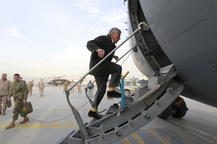 Image: BESTPIX Sec. of Defense Hagel Makes Suprise Visit To Afghanistan