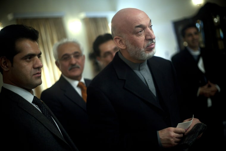 Image: Afghan President Hamid Karzai Holds Press Conference At Presidential Palace