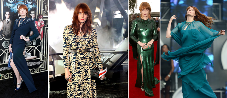 NEW YORK, NY - MAY 01:  Musician Florence Welch attends the \"The Great Gatsby\" world premiere at Avery Fisher Hall at Lincoln Center for the Performing Arts on May 1, 2013 in New York City.  (Photo by Jemal Countess/Getty Images)

FLORENCE, ITALY - JANUARY 10:  Florence Welch of Florence and the Machine attends Kenzo fashion show as part of Pitti Immagine Uomo 83 at Mercato Centrale on January 10, 2013 in Florence, Italy.  (Photo by Vittorio Zunino Celotto/Getty Images)

LOS ANGELES, CA - FEBRUARY 10:  Singer Florence Welch of Florence  the Machine attends the 55th Annual GRAMMY Awards at STAPLES Center on February 10, 2013 in Los Angeles, California.  (Photo by Christopher Polk/Getty Images for NARAS)

LONDON, ENGLAND - JUNE 01:  Singer Florence Welch of Florence and the Machine performs on stage at the \"Chime For Change: The Sound Of Change Live\" Concert at Twickenham Stadium on June 1, 2013 in London, England. Chime For Change is a global campaign for girls' and women's empowerment foun