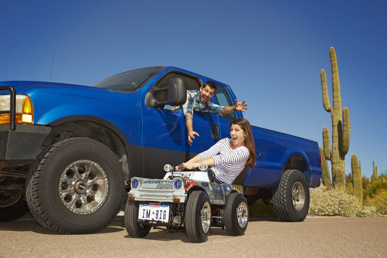 Image: Austin Coulson - Smallest Roadworthy Car Guinness World Records. Photo Credit: James Ellerker/Guinness World Records Also Pictured: Lisa Stoll (girlfriend)