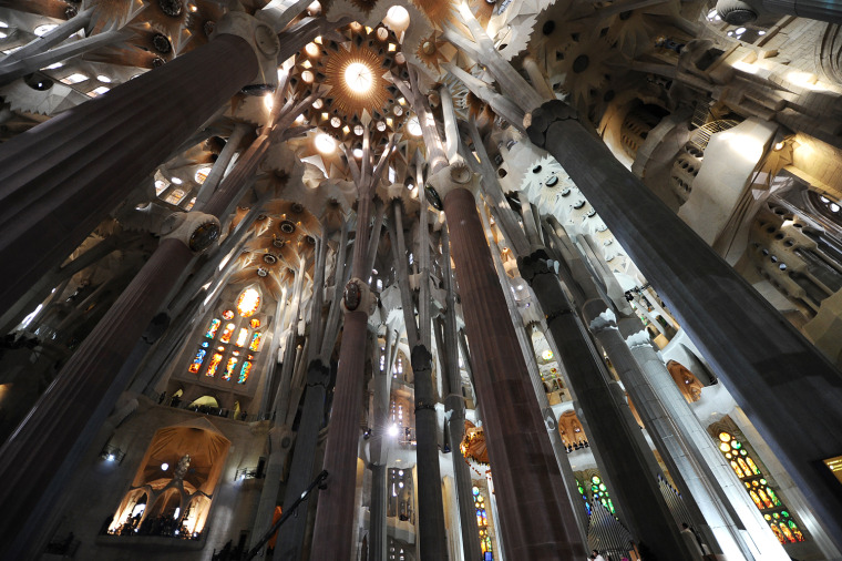 Columns and arches of the Sagrada Famili