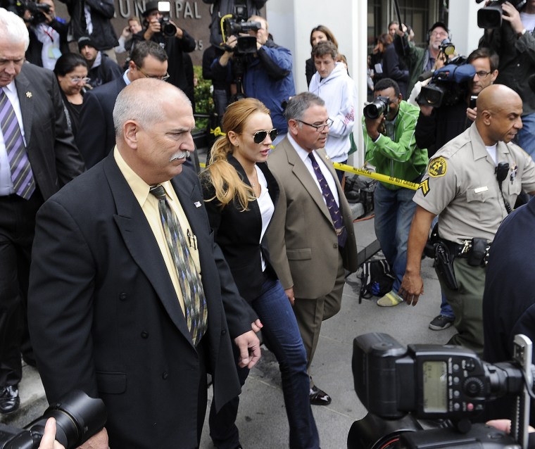 US actress Lindsay Lohan leaves court in