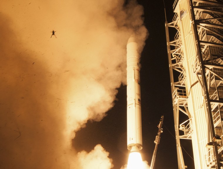 Image: A frog is captured during a lift off of NASA's Lunar Atmosphere and Dust Environment Explorer from NASA's Wallops Flight Facility in Virginia