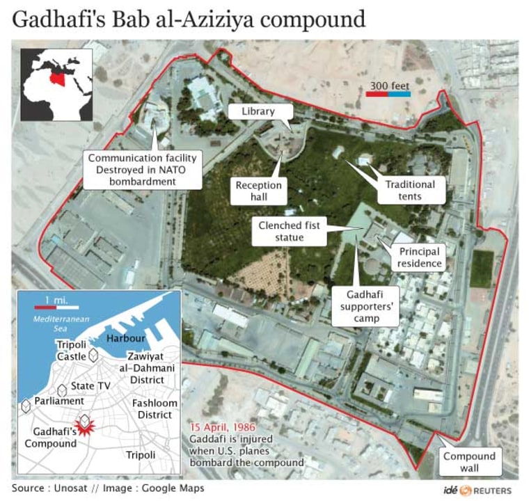 Satellite image of Gadhafi's Bab al-Aziziya compound in Tripoli.