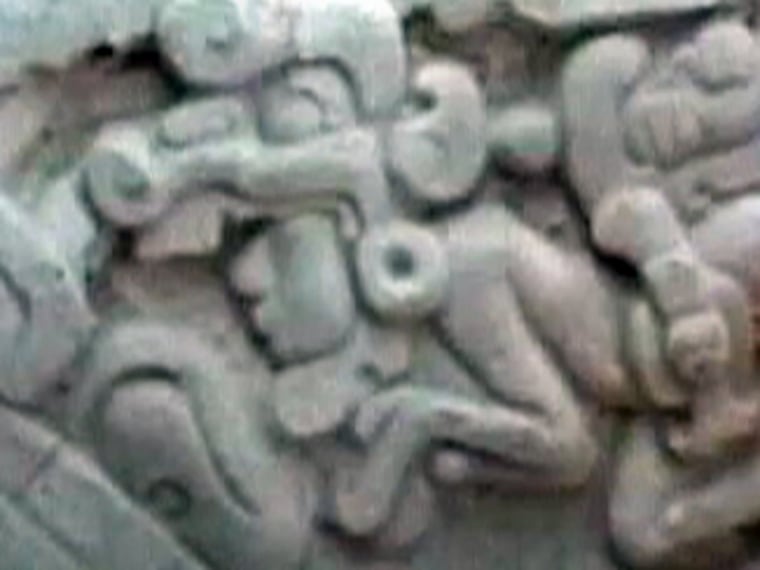The ornate headgear on Maya sculptures has led some to suppose that they were familiar with "ancient astronauts," but an archaeologist scoffs at such suggestions. "Claims that the Maya were visited by, inspired by, or mentored by ancient E.T.s is little more than a tired and trite fantasy," says Ken Feder.