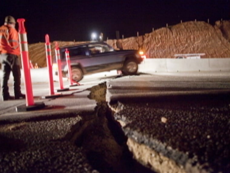 The Baja California quake opened up a fissure in a highway.
