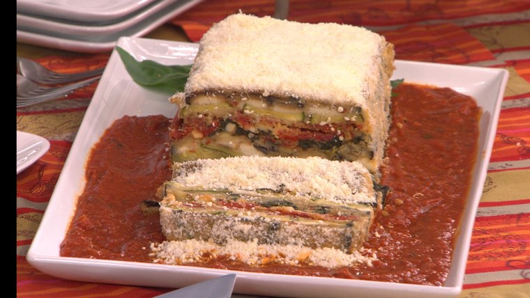 This vegetarian treat looks like a napoleon pastry, but is actually a balanced meal.