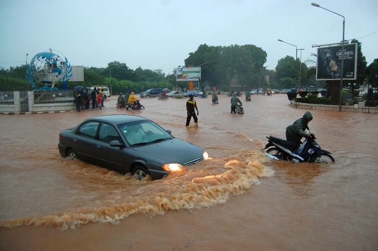 Streets flooded in Ouagadougou, Burkina Faso, has heavy rain swamped much of the country this week.