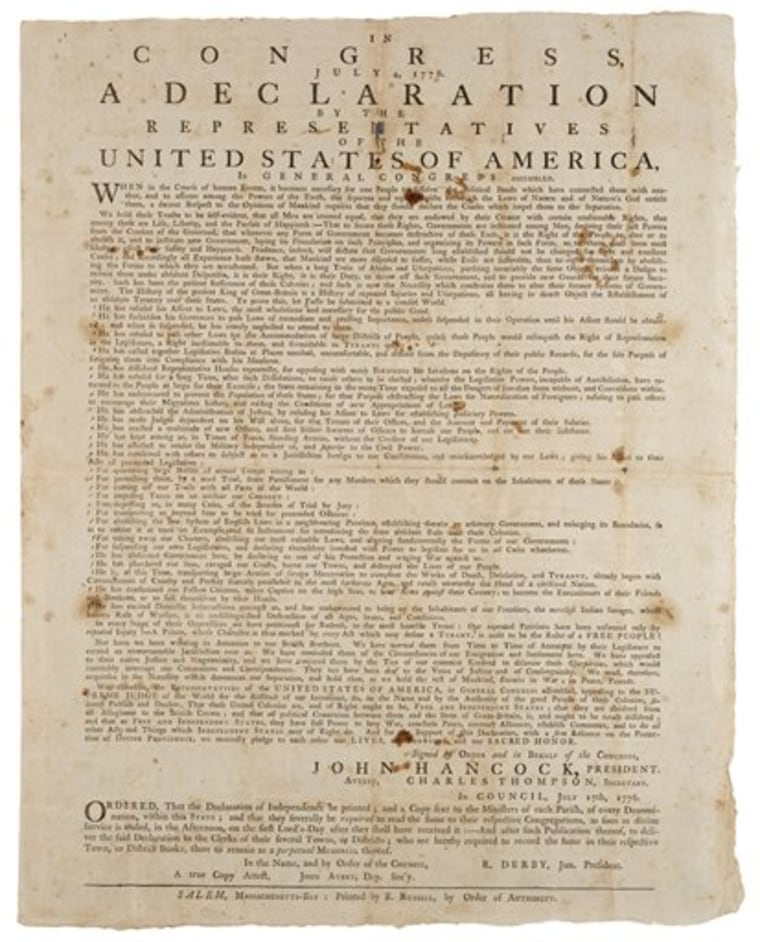 Court: Va. man owns 1776 copy of Declaration