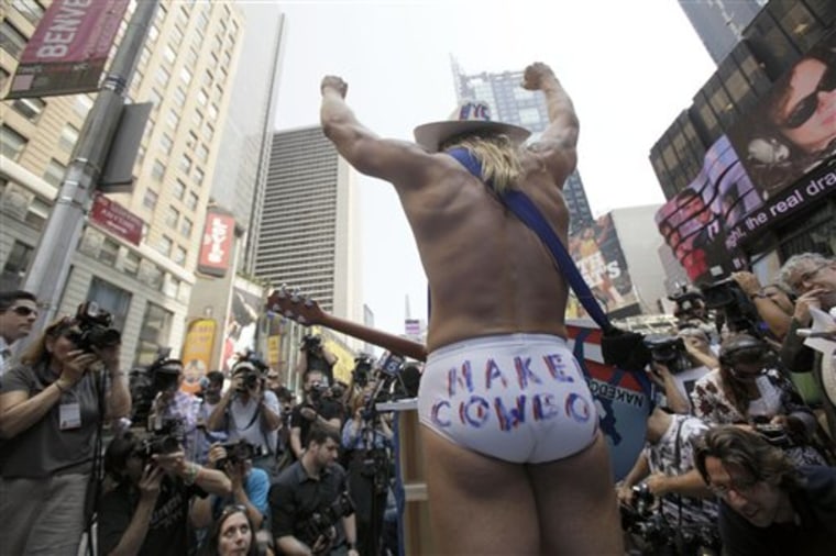 The Naked Cowboy announces his bid for New York Citys 