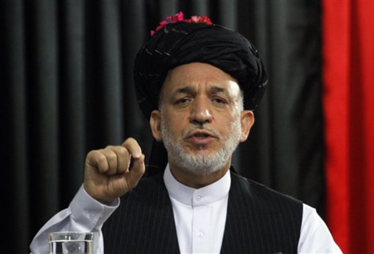 Afghan President Hamid Karzai called on community leaders in Kandahar to support a NATO campaign to bolster security in this Taliban stronghold, urging people to work with his government to "bring dignity back." 