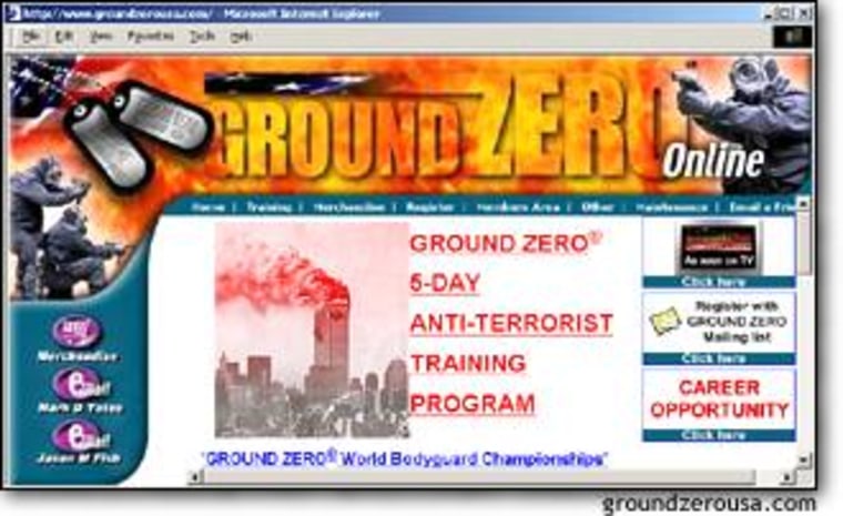 The Ground Zero Web site was quickly retooled after Sept. 11 to feature "anti-terrorist training."
