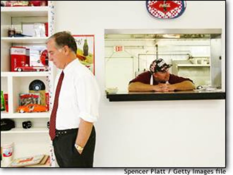 Democratic presidential hopeful Howard Dean prepares to speak at a diner in Glenwood, Iowa.