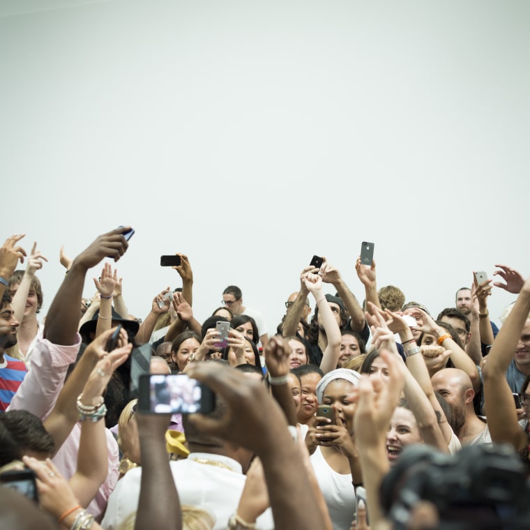 On-set of Jay-Z's video shoot \"\"Picasso Baby\"\" at the Pace Gallery in New York, July 2013.