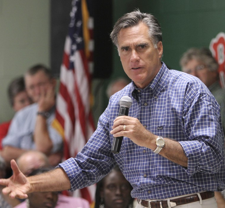 Republican presidential candidate Mitt Romney speaks at a town hall meeting in New Hampshire. (Photo: AP/Jim Cole)