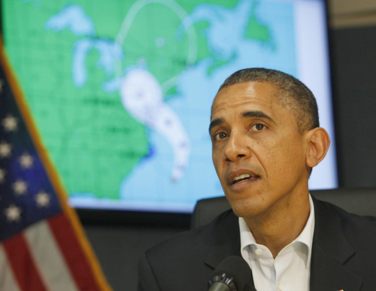 President Barack Obama attends a briefing on Hurricane Sandy at FEMA Headquarters, Washington, D.C. (Photo: Rex Features via AP Images)
