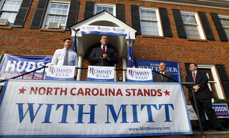 Former presidential candidate Rick Santorum campaigns for Mitt Romney in Charlotte last month. (AP Photo/Chuck Burton)