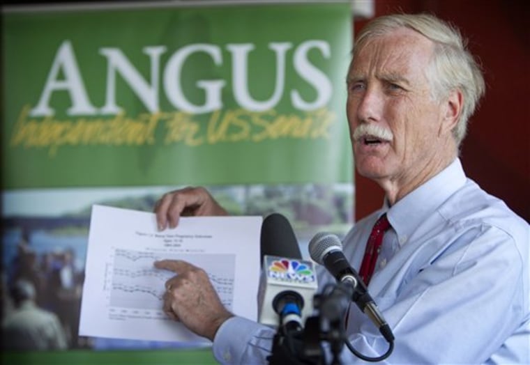 Independent Angus King, pictured last month, won Maine's Senate seat on Tuesday night. (AP Photo/Robert F. Bukaty, File)