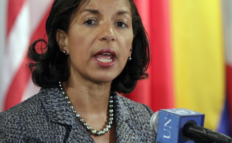 Susan Rice, the U.S. Ambassador to the United Nations and president of the United Nations Security Council, speaking in April. (AP Photo/Bebeto Matthews)