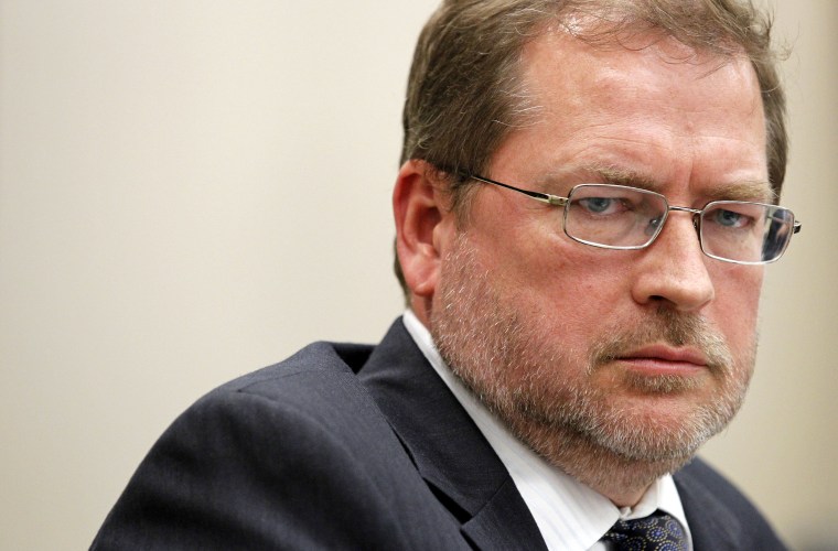 Grover Norquist, president of a taxpayer advocacy group, Americans for Tax Reform, meets with millionaires to discuss issues related to the debt supercommittee, Wed., Nov. 16, 2011. (Photo by Haraz N. Ghanbari/AP Photo)