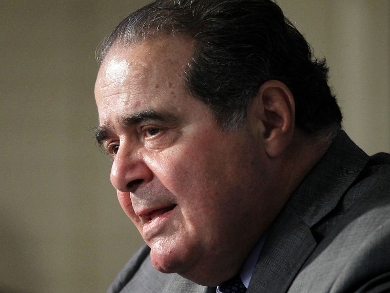 File photo: U.S. Supreme Court Justice Antonin Scalia speaks at the American Enterprise Institute in Washington, D.C. on October 2, 2012. (File Photo by Alex Wong/Getty Images)