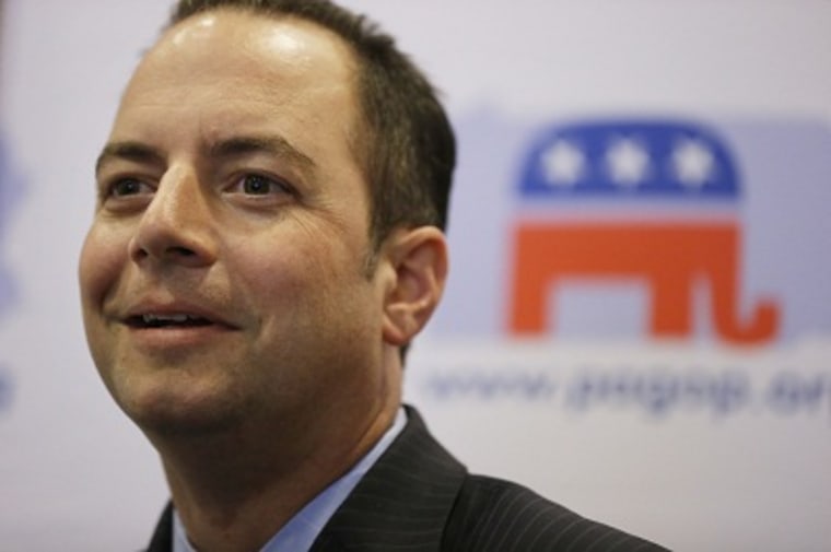 Republican National Committee Chairman Reince Priebus listens to a speaker during a news conference Thursday, July 19, 2012, in Philadelphia. (Photo by Matt Rourke/AP)