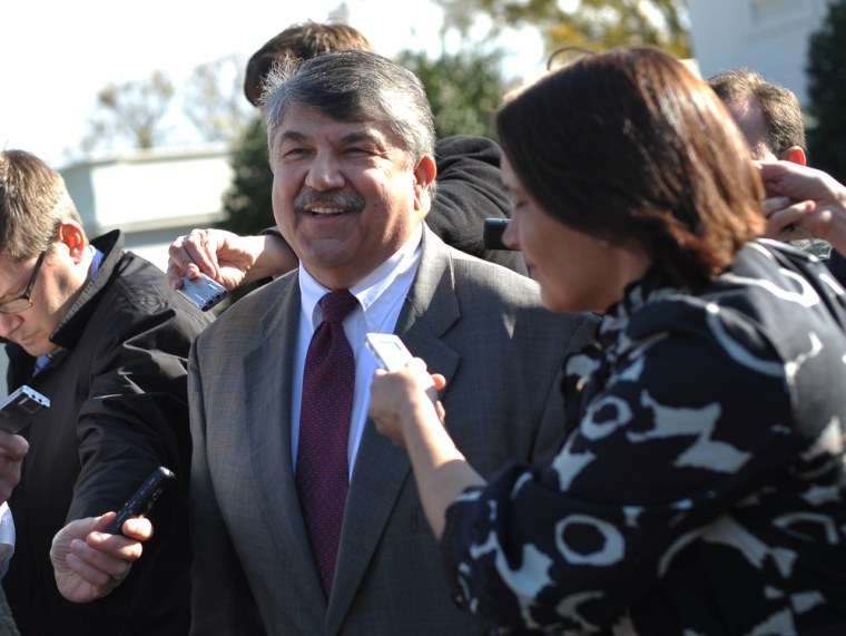 AFL-CIO President Richard Trumka speaks to reporters November 13, 2012 outside of the West Wing of the White House. (MANDEL NGAN/AFP/Getty Images)