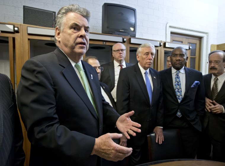 Rep. Peter King, R-N.Y., left, joined by other New York area-lawmakers affected by Superstorm Sandy, express their anger and disappointment after learning the House Republican leadership decided to allow the current term of Congress to end without...