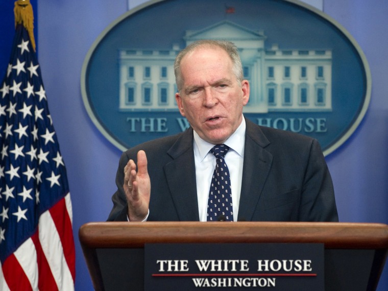 File Photo: White House counter-terrorism adviser John Brennan speaks during the daily press briefing in the Brady Press Briefing Room of the White House in Washington, DC, May 2, 2011. US President Barack Obama on January 7, 2013 will nominate Brennan...