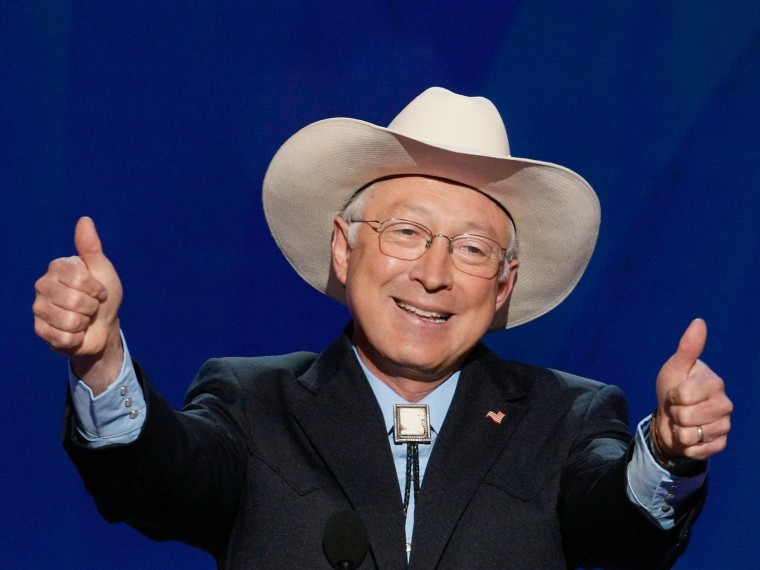 File Photo: U.S. Sen. Ken Salazar (D-CO) nominates U.S. Sen. Barack Obama (D-IL) for U.S. Presidentduring day three of the Democratic National Convention (DNC) at the Pepsi Center August 27, 2008 in Denver, Colorado. (Photo by Mark Wilson/Getty Images)
