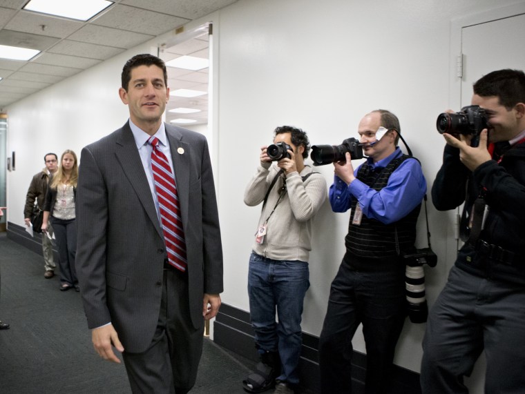 FILE - This Nov. 28, 2012 file photo shows House Budget Committee Chairman Rep. Paul Ryan, R-Wis. walking on Capitol Hill in Washington.  House Republicans say they may seek a short-term extension of the government's debt limit in the next few weeks, a...