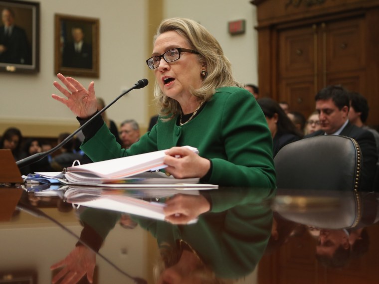 U.S. Secretary of State Hillary Clinton testifies before the House Foreign Affairs Committee on Capitol Hill January 23, 2013 in Washington, DC. Lawmakers questioned Clinton about the security failures during the September 11 attacks against the U.S....