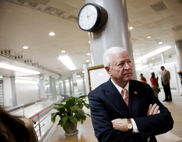 Senate Intelligence Committee Vice Chairman Sen. Saxby Chambliss, R-Ga. waits to speak with reporters on Capitol Hill in Washington, Friday, Nov. 16, 2012, following a closed-door hearing of the committee where former CIA Director David Petraeus...