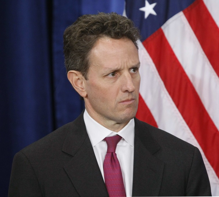 Treasury Secretary-designate Timothy Geithner, during a new conference by President-elect Barack Obama, announcing members of Obama's economic team, Monday, Nov. 24, 2008, in Chicago. (AP Photo/Pablo Martinez Monsivais) ** zu unserem KORR. **