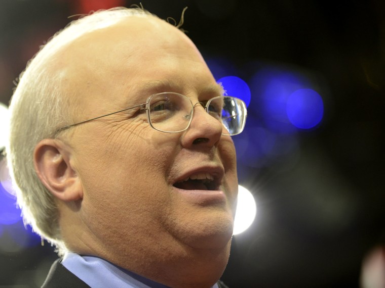 Political consultant Karl Rove in final preparations for Republican National Convention in Tampa, Florida on August 27, 2012.  (Photo by Brendan Smialowski /AFP/Getty Images)
