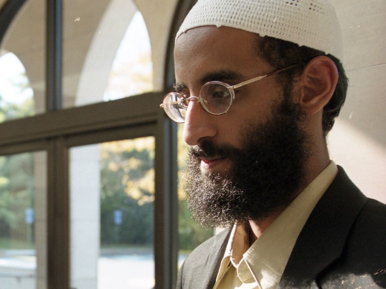 Anwar al-Awlaki is seen at Dar al Hijrah Mosque on October 4 2001 in Falls Church, VA. (Photo by Tracy Woodward/The Washington Post via Getty Images, File)