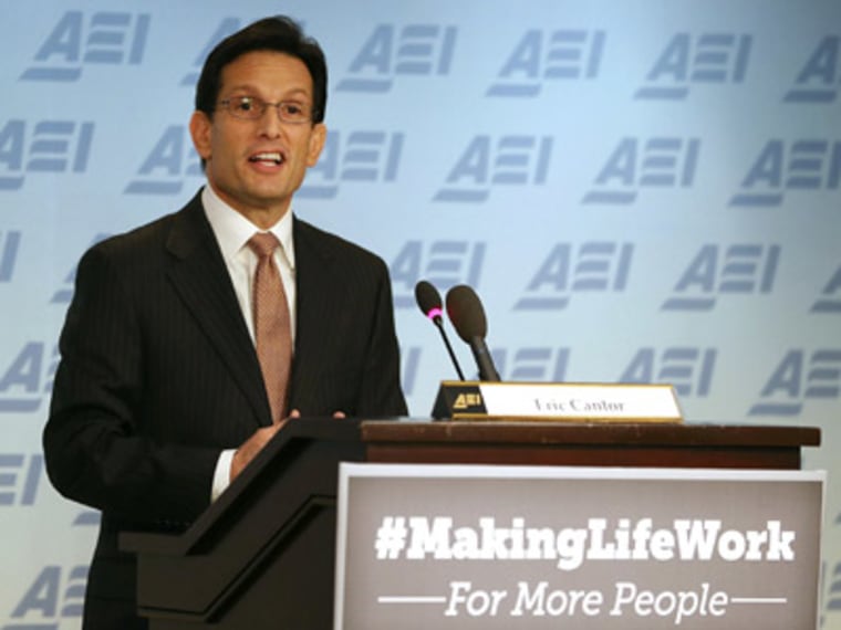House Majority Leader Eric Cantor speaks at the American Enterprise Institute in Washington, D.C. on Feb. 5, 2013. (Photo by Mark Wilson/Getty Images)