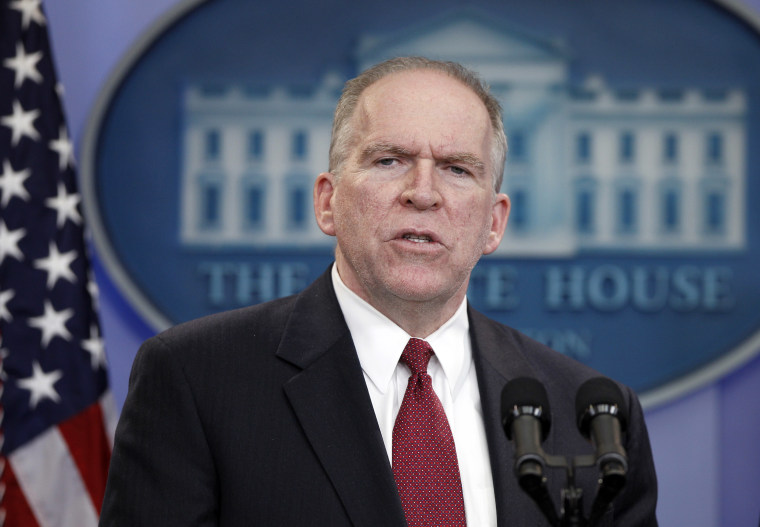 FILE - In this Oct. 29, 2010 file photo, Deputy National Security Adviser for Homeland Security and Counterterrorism John Brennan briefs reporters at the White House in Washington.  (AP Photo/Charles Dharapak, File)