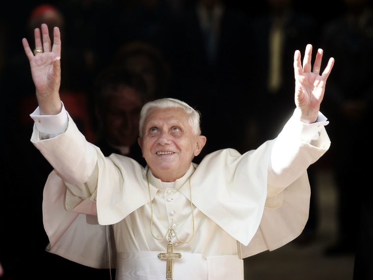 File Photo: Picture taken on July 8, 2006 of Pope Benedict XVI waving to pilgrims on arrival at the Generalitat Palace in Valencia. Pope Benedict XVI announced on February 11, 2013 he will resign as leader of the world's 1.1 billion Catholics on...