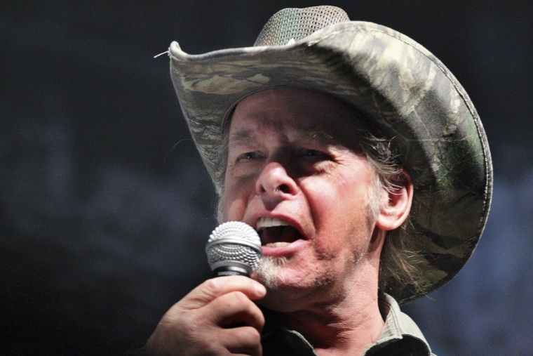 Muscician and gun rights activist Ted Nugent addresses a seminar at the National Rifle Association's 140th convention in Pittsburgh  Sunday, May 1, 2011.  (Photo by Gene J. Puskar/AP)