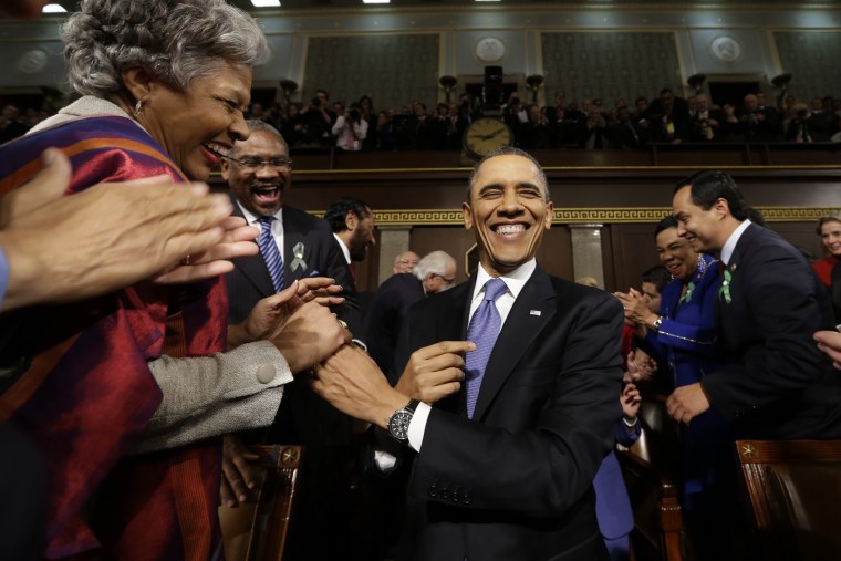 President Obama just before his State of the Union address.(Rex Features via AP Images)