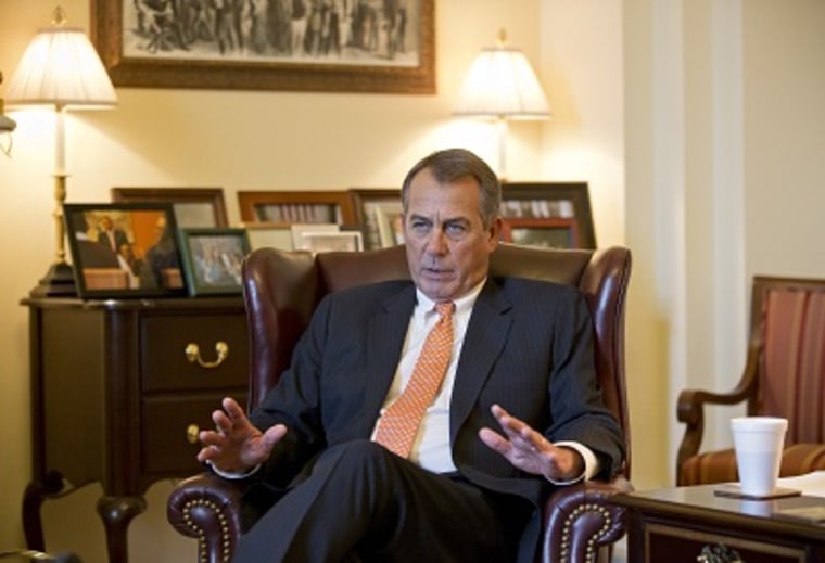 Speaker John Boehner speaks during an interview with The Associated Press on Wednesday, Feb. 13, 2013. (Photo by J. Scott Applewhite/AP)