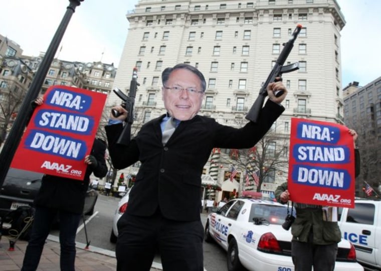 NRA's Wayne LaPierre has his State of the Union rebuttal. Too bad it's not much of one. (Paul Morigi / AP)